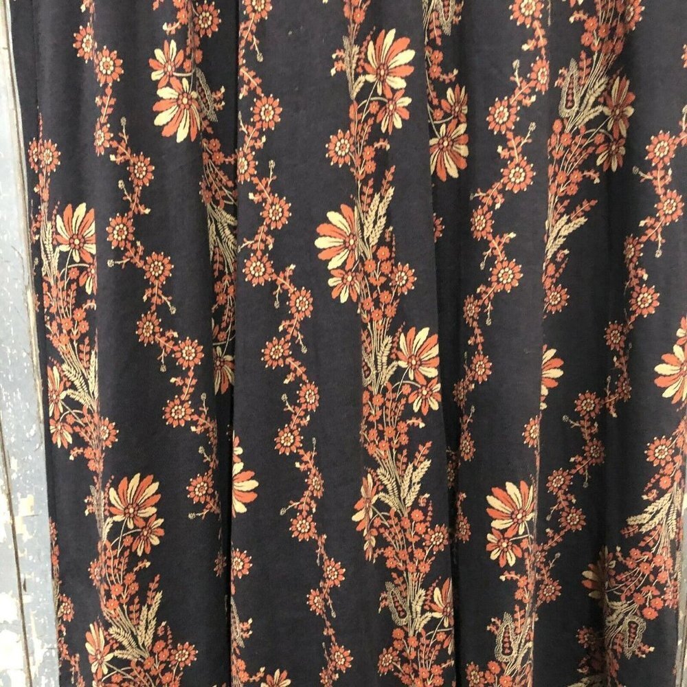 PATAGONIA 3/4 Sleeve Black Floral Print Knot Front Dress Size Small - Picture 3 of 7